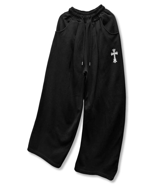 CROSS WIDE PANTS - 2 COLORS BLACK