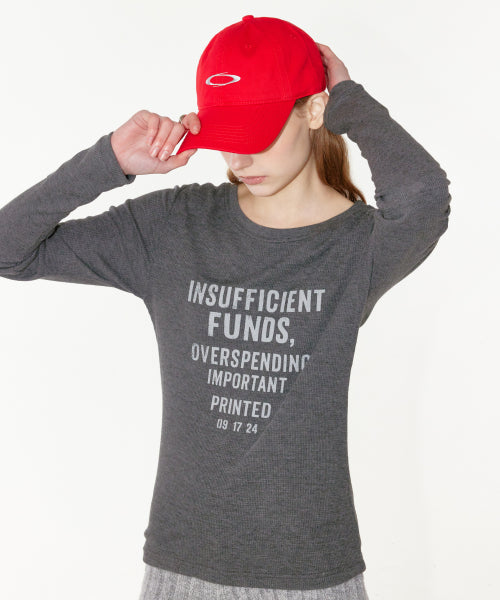 WAFFLE LETTERING LONG SLEEVE CHARCOAL
