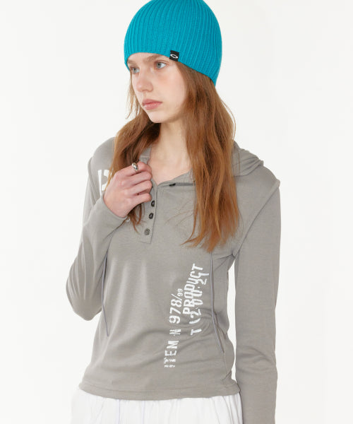 VINTAGE BUTTON HOODIE GREY