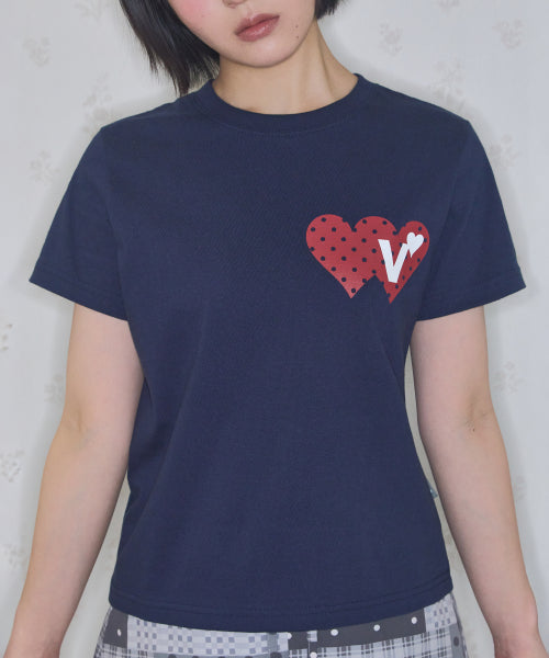 DOUBLE HEART TEE - 6 COLORS