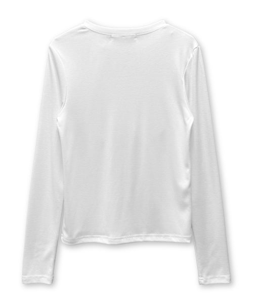 DIAGONAL SNAP BUTTON SLEEVE LONG - 2 COLORS WHITE