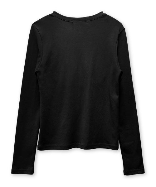 DIAGONAL SNAP BUTTON SLEEVE LONG - 2 COLORS BLACK
