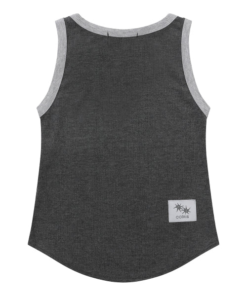 CONTRAST CROP ROLL SLEEVELESS SLEEVELESS - 2 COLORS BLACK