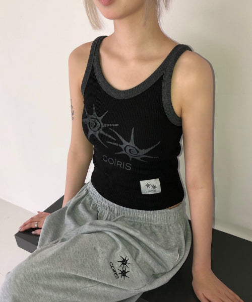 SOLUNA CONTRAST CROP SLEEVELESS SLEEVELESS - 2 COLORS BLACK