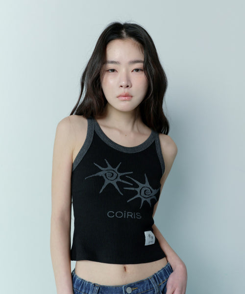 SOLUNA CONTRAST CROP SLEEVELESS SLEEVELESS - 2 COLORS BLACK