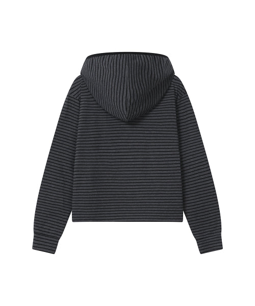 DIAGONAL BUTTON LAYERED HOODIE #REI同款! - 2 COLORS CHARCOAL