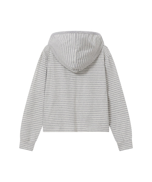 DIAGONAL BUTTON LAYERED HOODIE #REI同款! - 2 COLORS GREY