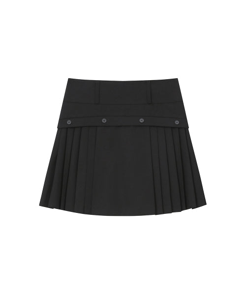 SIDE PLEATS LINE MIDI SKIRT #REI同款! - 2 COLORS BLACK