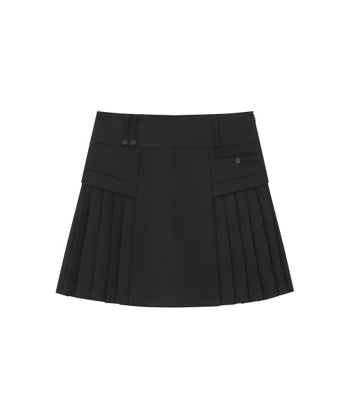 SIDE PLEATS LINE MIDI SKIRT #REI同款! - 2 COLORS BLACK