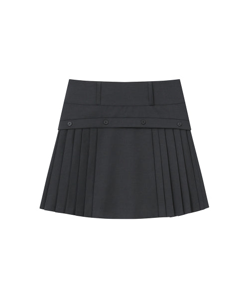 SIDE PLEATS LINE MIDI SKIRT #REI同款! - 2 COLORS CHARCOAL