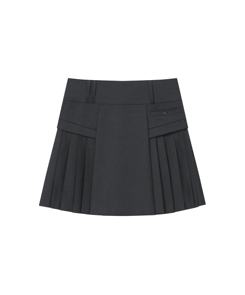 SIDE PLEATS LINE MIDI SKIRT #REI同款! - 2 COLORS CHARCOAL