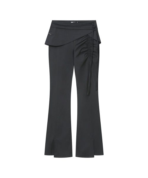 SIDE SHIRRING STRING MINI SKIRT PANTS SET #REI同款! - 2 COLORS CHARCOAL