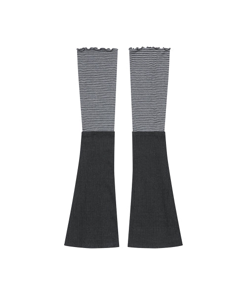 STRIPED LAYERED BUTTON LEG WARMER #REI同款! - 2 COLORS CHARCOAL