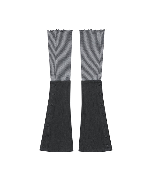 STRIPED LAYERED BUTTON LEG WARMER #REI同款! - 2 COLORS CHARCOAL