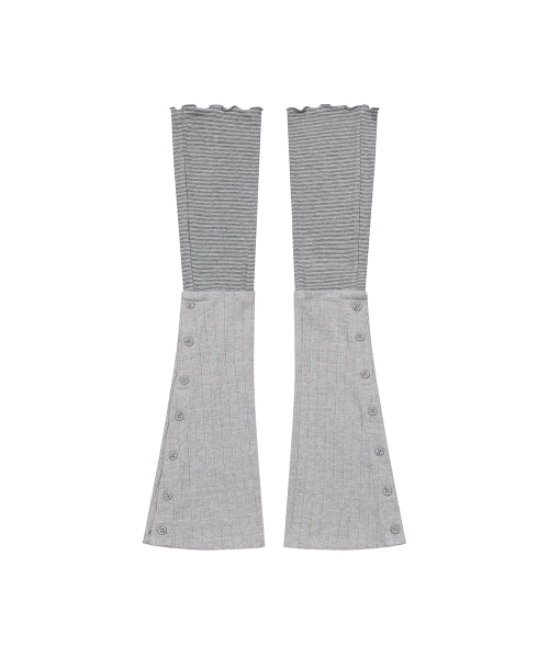 STRIPED LAYERED BUTTON LEG WARMER #REI同款! - 2 COLORS GREY