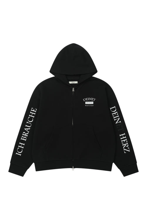 GERMAN LETTERING HOODIE ZIP UP - 3 COLORS BLACK