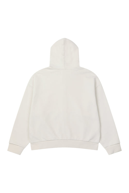 GERMAN LETTERING HOODIE ZIP UP - 3 COLORS IVORY