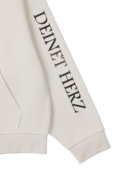 GERMAN LETTERING HOODIE ZIP UP - 3 COLORS IVORY