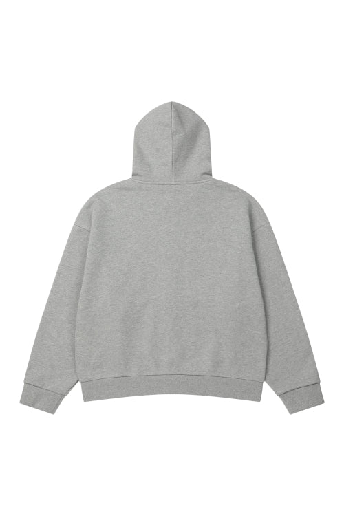 GERMAN LETTERING HOODIE ZIP UP - 3 COLORS MELANGE GREY