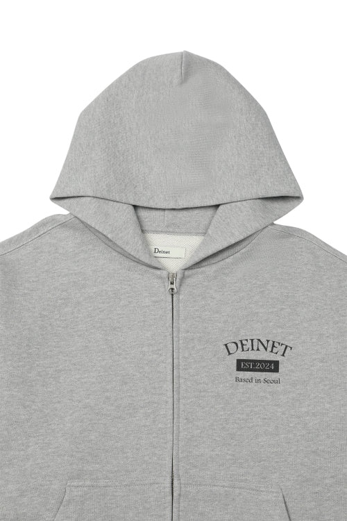 GERMAN LETTERING HOODIE ZIP UP - 3 COLORS MELANGE GREY
