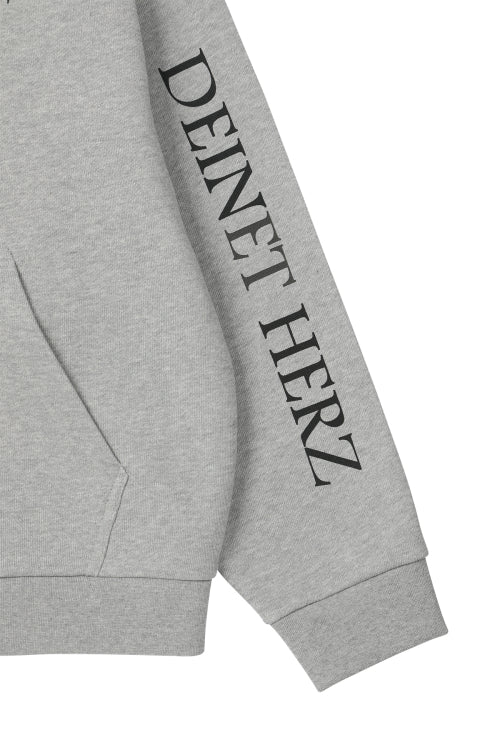 GERMAN LETTERING HOODIE ZIP UP - 3 COLORS MELANGE GREY