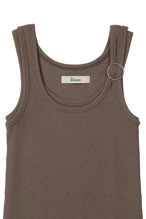 LAYERED RING SLEEVELESS - 2 COLORS BROWN