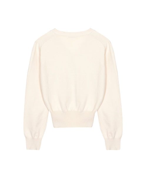 BUTTERFLY PATCH V-NECK CARDIGAN #徐睿知同款! - 3 COLORS BEIGE