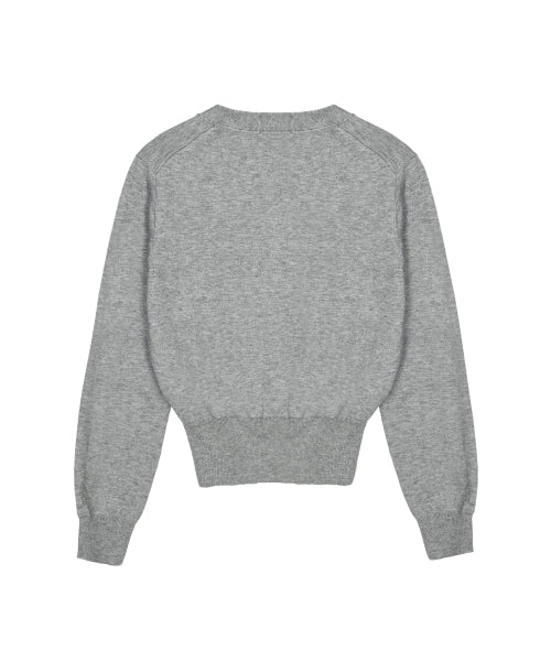 BUTTERFLY PATCH V-NECK CARDIGAN #徐睿知同款! - 3 COLORS GREY