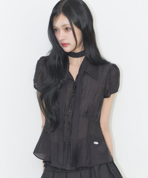PUFF BLOUSE GREY - 4 COLORS BLACK