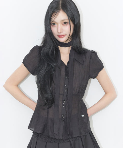 PUFF BLOUSE GREY - 4 COLORS BLACK
