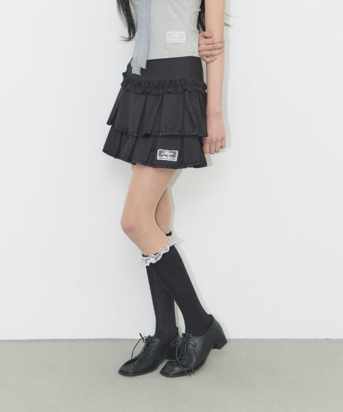 PLEATS MINI SKIRT - 2 COLORS BLACK