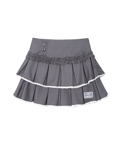 PLEATS MINI SKIRT - 2 COLORS CHARCOAL