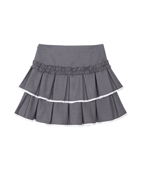 PLEATS MINI SKIRT - 2 COLORS CHARCOAL