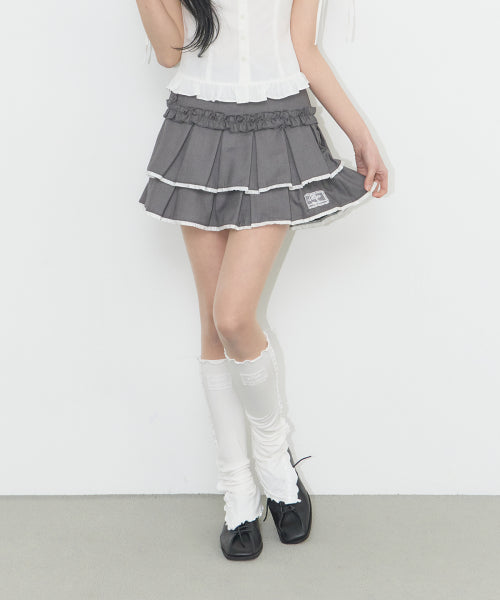 PLEATS MINI SKIRT - 2 COLORS CHARCOAL