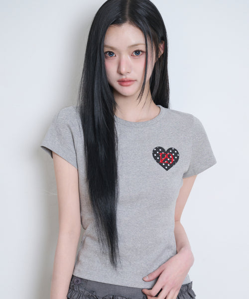 129 DOT FITTED T-SHIRT - 4 COLORS MELANGE GREY
