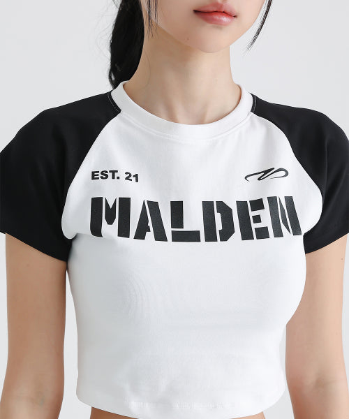CONTRAST LETTERING CROP T-SHIRT - 3 COLORS BLACK