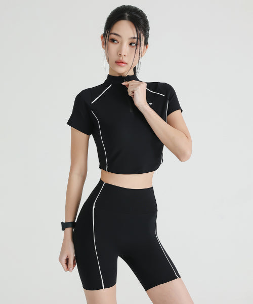HIGH TENSION PIPING BIKER SHORTS 3.5 BLACK