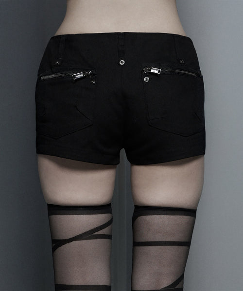 NAPOLEON DIAGONAL ZIPPER SHORTS - 3 COLORS BLACK