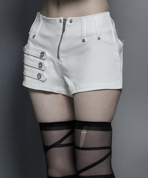 NAPOLEON DIAGONAL ZIPPER SHORTS - 3 COLORS WHITE