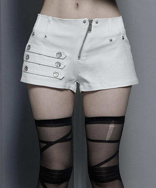 NAPOLEON DIAGONAL ZIPPER SHORTS - 3 COLORS WHITE