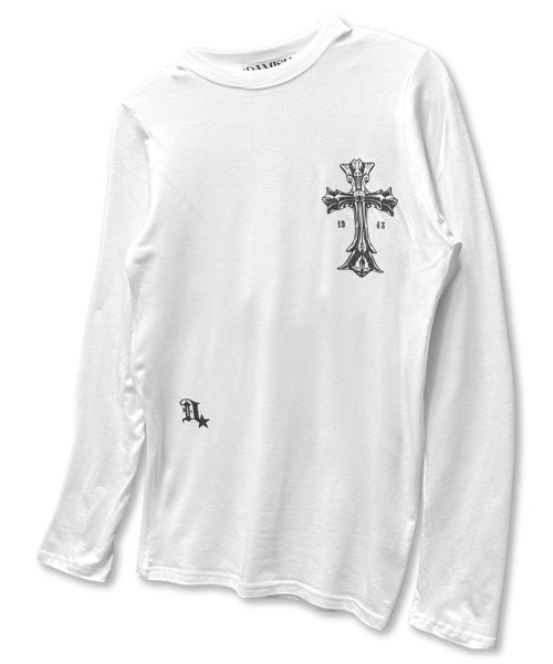 GOTHIC CROSS SLEEVE LONG - 2 COLORS WHITE