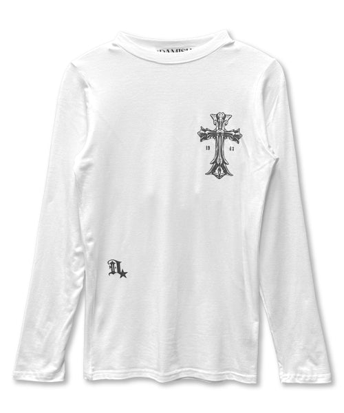GOTHIC CROSS SLEEVE LONG - 2 COLORS WHITE