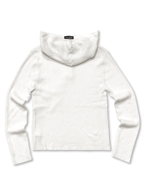 BUTTON HOODIE KNIT - 3 COLORS IVORY
