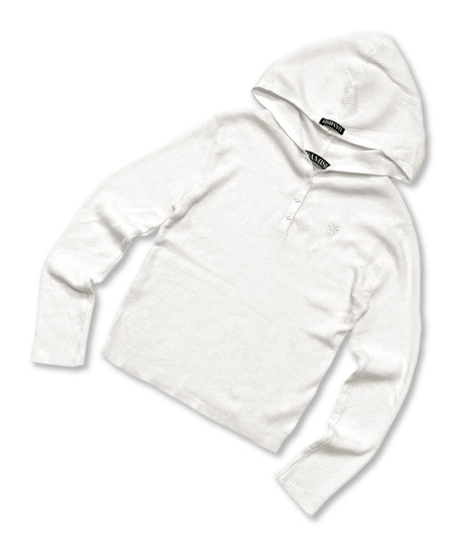 BUTTON HOODIE KNIT - 3 COLORS IVORY