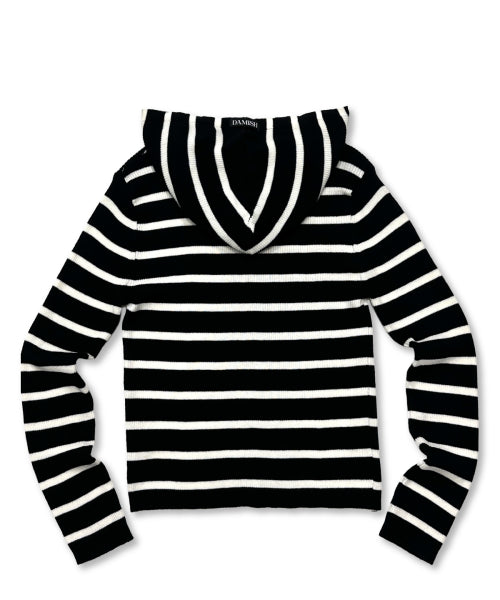BUTTON HOODIE KNIT - 3 COLORS 스트라이프