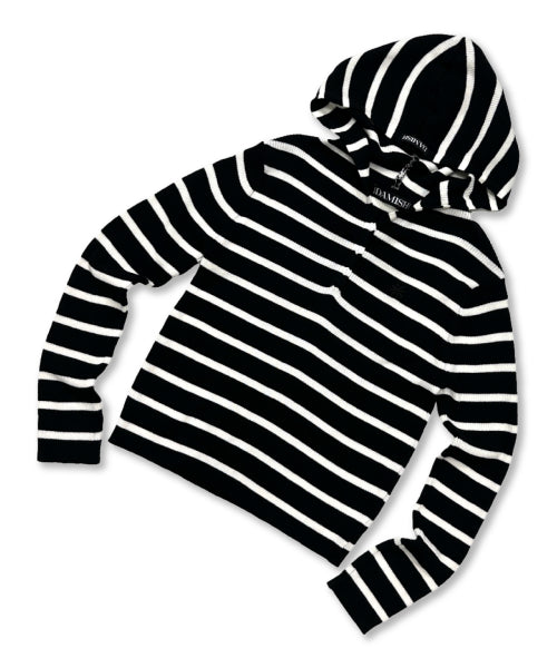 BUTTON HOODIE KNIT - 3 COLORS 스트라이프
