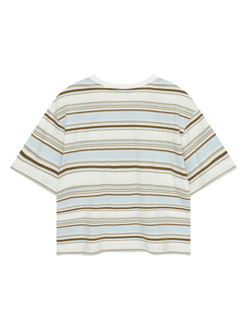 MULTI STRIPE SHORT SLEEVE TEE - 3 COLORS LIGHT BLUE