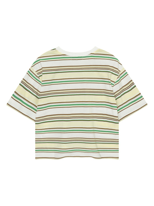 MULTI STRIPE SHORT SLEEVE TEE - 3 COLORS PASTEL YELLOW