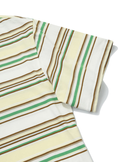 MULTI STRIPE SHORT SLEEVE TEE - 3 COLORS PASTEL YELLOW