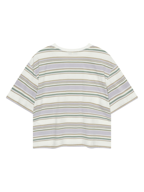 MULTI STRIPE SHORT SLEEVE TEE - 3 COLORS LILAC